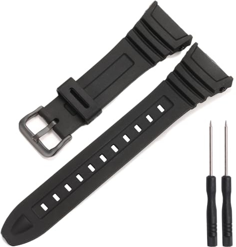 Correa de reloj de pulsera W-96H W96H-1BV Correa deportiva Hebilla de metal Negro Resina, Andador, Eine Grösse