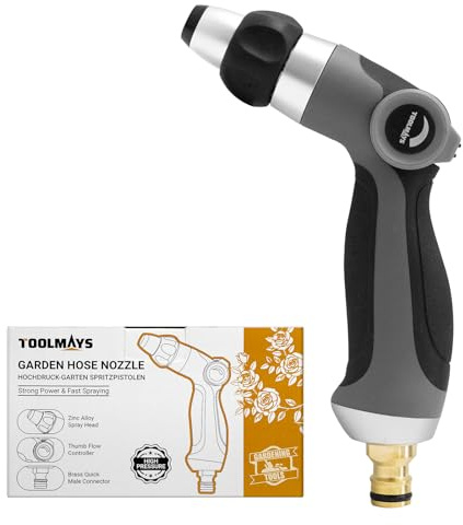 TOOLMAYS Pistola acqua giardino, lancia manuale ad alta pressione, lancia con comando a pollice per il lavaggio dell'auto, il giardino e la pulizia dei pavimenti