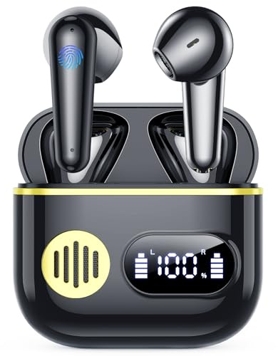 Cuffie Bluetooth,Auricolari Bluetooth 6.1 - Cuffie Wireless con 6 ENC Cancellazione Rumore Mics, Cuffie in Ear 48 Ore di Riproduzione, Cuffiette Senza Filo HiFi Stereo per iOS/Android - Classico Nero