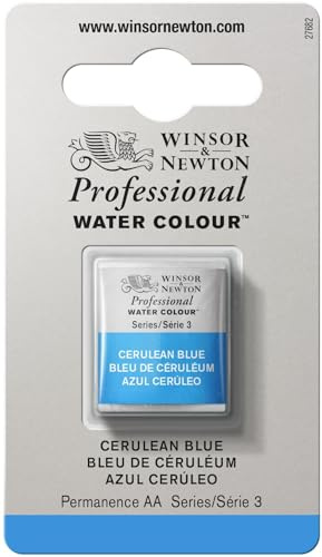 Winsor & Newton Acuarela Profesional - Pintura de Acuarela, Alta Luminosidad, Resistente a la Luz, Calidad de Archivo, 1/2 Godet, Color Azul Cerúleo