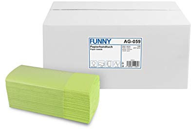 Funny Papierhandtuch, ZZ/V-Falz, 25 x 23 cm, 2lag, grün, 4000 Blatt, 1er Pack (1 x 1 Stück)