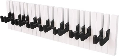 Design Klavierdesign Wandgarderobe Kleiderhaken Hakenleiste, 16 Haken, Klavier Garderobe Piano (Schwarz-Weiß), Wandgarderobenhaken