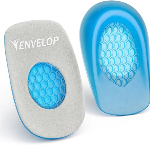 Vive Envelop Gel Heel Cups - Heel Cushion for Women, Men, Bone Spur, Plantar Fasciitis Support - Shoe Inserts Provide Foot Pain Relief