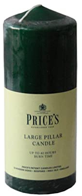 Price's Candles - 6 Evergreen Pillar Candles - Smokeless Burn - Unscented - Slow Burning - Non-Drip - Multi-Purpose