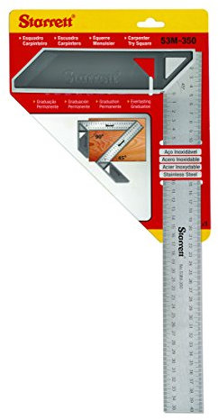 Starrett K53M-350-S, Escuadra para carpinteria de graduacion permanente, acero inoxidable