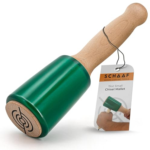 Mazo de tallado de madera de precisión de 15 onzas para carpintería, cómodo mango de madera que reduce la fatiga de la mano, cabeza de uretano que no daña las herramientas, martillo cincel de Schaaf
