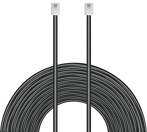 Uvital 33 Feet Telephone Landline Extension Cord Cable Line Wire with Standard RJ-11 6P4C Plugs(10M,1Pack) (Black)