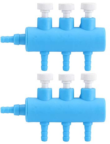 Fdit Aquarium Luftstromregelventil Aquarium Luftstromverteiler Verteiler Aquarium Luftpumpe Zubehör (3 Wege 2PCS)