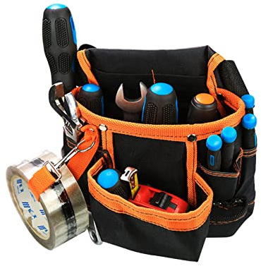 7 tasche attrezzi da giardinaggio borsa da giardino borsa da appendere per cintura da giardino, pinza per chiavi, custodia (arancione)