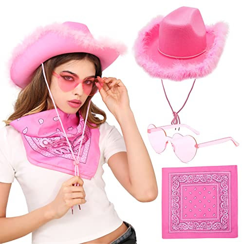 JeVenis Cowgirl Hut Cowboy Hut Damen Partybrille Accessoires Cowgril Hut für Erwachsene Rodeo Reiter Wilder Westen Kostü Karneval Mottoparty