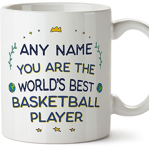 MUGFFINS Personalised Mug for Basketball Player - in English - World's Best - Funny Custom Gift for Colleagues - Ceramic 11oz Mug