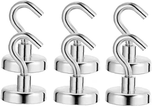 Crochets magnétiques, 6 crochets magnétiques pour réfrigérateur, crochet extra fort pour accrocher, cintre magnétique pour l'organisation de stockage de cuisine à domicile