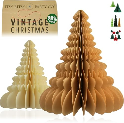 Premium Wiederverwendbare Weihnachtsdeko - Tischdeko Weihnachten/Deko Weihnachten - Papier Weihnachtsbaum Deko - Weihnachtsdeko Innen, Weihnachtsdeko Tisch (Stil 3 (braun))