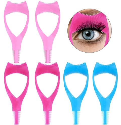AYNKH 3 in 1 Eyelash Comb, Mascara Shield Applicator Eyelashes Tools,Upper Lower Eye Lash Guard,Makeup Comb Brush Cosmetic ,Lash Helper Tools Guide Makeup Separator Clean for Girls Women 6PCS