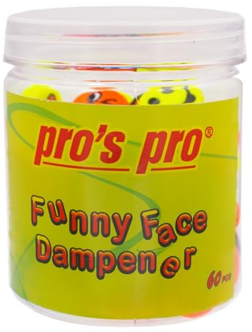 Generisch Pros Pro Funny Face 60x Tennis Vibrationsdämpfer – 60 Stück lustige Face-Motiv-Mix-Box, Dämpfer zur Klang- & Vibrationsminderung, passend für alle Standard-Tennisschläger
