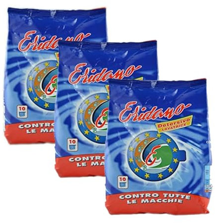 ERIDANO - DETERSIVO IN POLVERE - PER BUCATO A MANO E IN LAVATRICE - per capi bianchi e colorati - CONFEZIONE DA 3 x 750gr