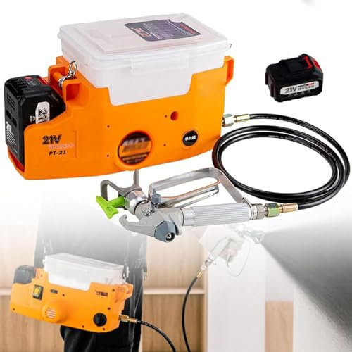 RayGenius Spruzzatore Manuale A Zaino, Spruzzatore Murale Airless Portatile Regolabile A 6 velocità, Spruzzatore Ad Alta Pressione per Vernici al Lattice/Olio/Acqua.,Orange-1xbattery