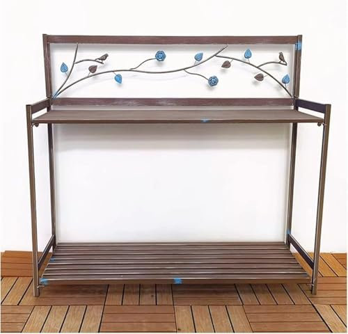 GYDUHYE Banc de rempotage en métal avec étagère à 2 niveaux, station de travail de jardin pour plantation – Établi durable et fonctionnel pour jardiniers (taille : 126,5 x 45 x 115,5 cm, couleur :