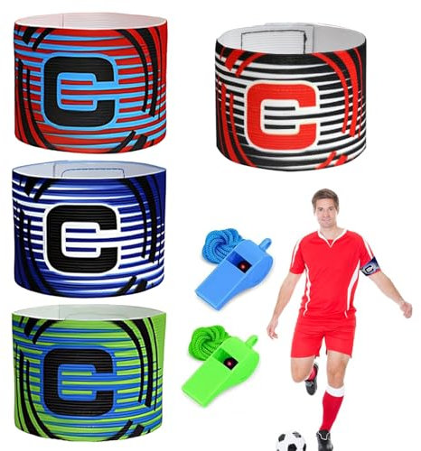 KARELLS 4 Stück Kapitänsbinde Fussball, Fußball Kapitänsbinde Armbinde, Kapitänsbinde Fußball Armbinde, Kapitänsarmband Fußball, für Erwachsene Fußball, und Verschiedene Sportarten