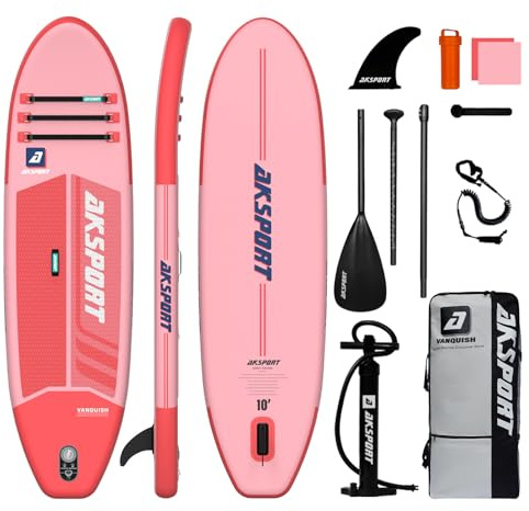 AKSPORT Tavola da Paddle Gonfiabile 10', SUP con Tutti gli Accessori, Design Ampio e Stabile, Superficie Antiscivolo, Tavola da Paddle Gonfiabile per Giovani e Adulti