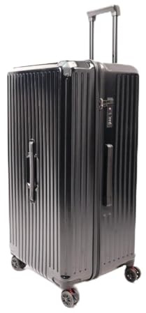 TCTNT Large 30 Trunk Suitcase, Black ABS Hardside Shell, 5X 360 Spinner Wheels, TSA Locks, Aluminium Corner Guards