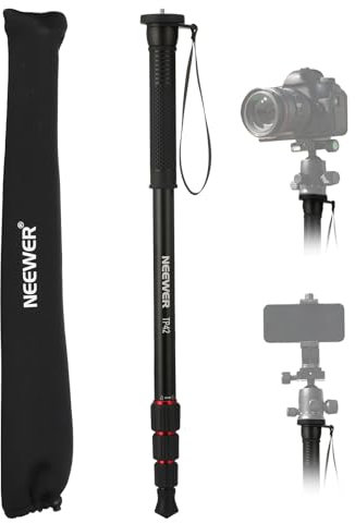 NEEWER 66,5 Monopié Cámara, Ligero Monopié Viaje Aluminio para Videocámaras DSLR, Fotografía y Grabación, Adaptador de Rosca de 1/4 y 3/8, Palo Selfie de Trekking, Carga Máxima de 10kg, TP42