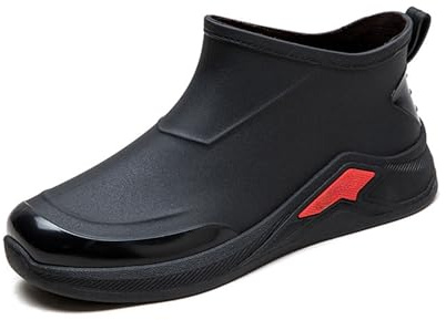 Bottes courtes en caoutchouc pour homme - Élégantes - Imperméables - Antidérapantes - Chaussures de travail - Bottes de jardin - Bottes d'équitation - Bottes d'équitation - Noir, 2 noir, 44 EU