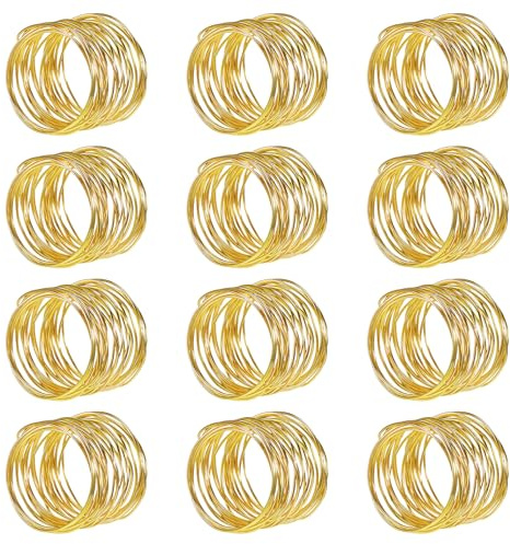 12 stück Serviettenringe Gold Metallmaschen Serviettenringe Set 4.5 * 4.5cm Serviettenhalter Napkin Ring für die Dekoration Hochzeit für Tisch den täglichen Gebrauch