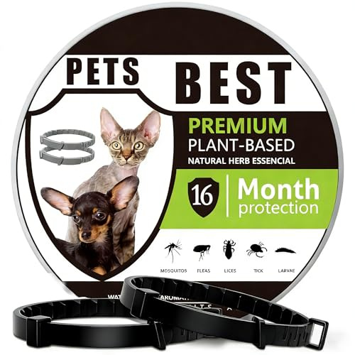 2 Pack Cat Repellent Collar, Cat Repellent Treatment Collars, Adjustable Waterproof Collar for Cats Puppy, One Size Fits All Breeds, 16 Months Protection (Black, One Size)