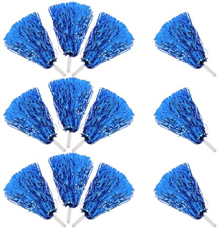 TOYANDONA Pompon da Cheerleader Metallici 20 Pezzi Manico Blu Leggero in Pet Mini Pompon Sportivi per Eventi Sportivi e Feste Accessori per Spirito di Squadra e Cheerleading