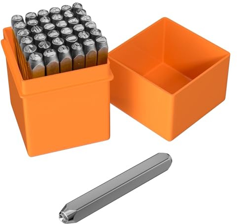 Ravytha 37 Piezas Punzones para Metal, Troqueladora de Letras A-Z/Número 0-8/Símbolo &/Símbolo del Corazón, Números y Letras de Metal Perforados, Sello de Estampado de Metal para Estampar Metal(3mm)