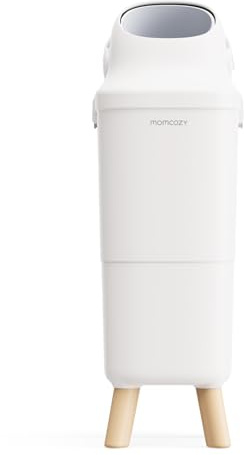 momcozy Mangiapannolini con Sistema Antiodore Brevettato a Tripla Sigillatura, Bidoncino Getta Pannolini ad Altezza Ergonomica, Finestra Visiva, Blocco Sicurezza, Usa Sacchetti Standard