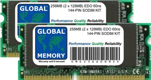 GLOBAL MEMORY 256 MB (2 x 128 MB) 60 ns 144-PIN EDO SODIMM RAM-Kit, kompatibel mit Laptops/Notebooks