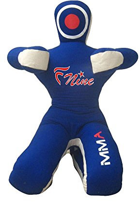 FNine MMA Judo-Boxsack, unbefüllt, Sitzposition, Hände auf der Vorderseite, Grappling-Dummy, Blaue Leinwand, 119,4 cm (47 Zoll)