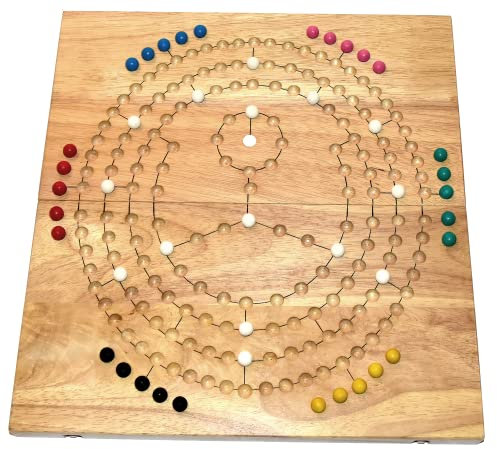 Knobelholz Blockring Barrikade Würfelspiel für 6 Spieler, rundes Spielfeld als großes Klappbrett Familienspiel, Unterhaltungspiel, Brettspiel, Kinderspiel, Gesellschaftsspiel