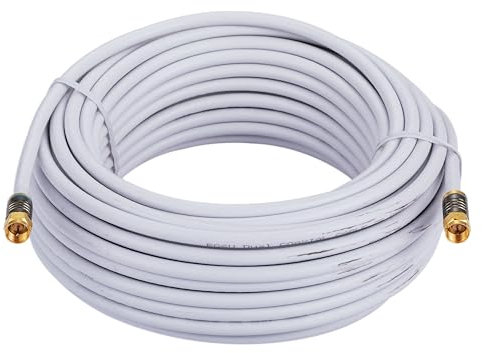 Cables Direct Online 12.5M White RG6 Coax Cable Dual Shield Outdoor/Indoor Coaxial BNC Extension Wire For Satellite Dish Cable TV Antenna