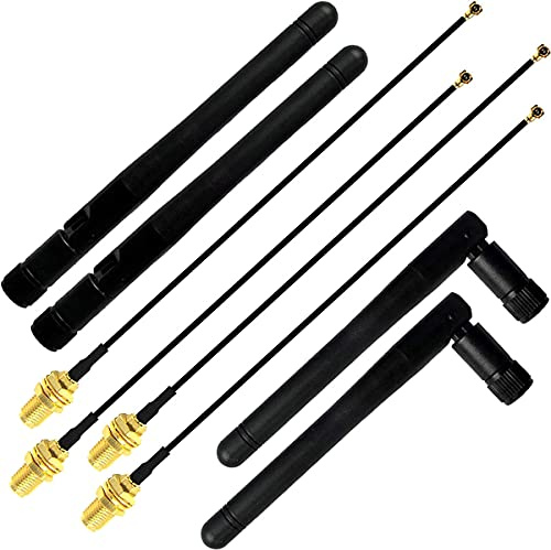 Youmile 4 st Wifi-antennpigtail, SMA hankontakt antenn förlängningskabel, U.FL IPX IPX MHF MHF2 kvinnlig förlängningskabel, 4 st 3dBi 2,4 GHz WiFi-antenn SMA hane för trådlös nätverksrouter