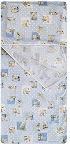Sac de Couchage d'été brodé pour Les bébés de 2 à 6 Ans - Tissu 100% Coton - Made in Italy (Sac de Couchage Ours et Abeilles Bleus)