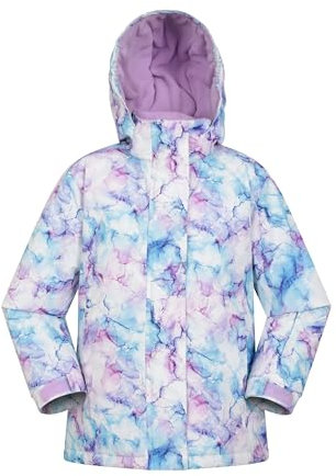 Mountain Warehouse Snowdrop Printed Kids Ski Jacket - Waterproof, Integrated Snowskirt, Detachable Hood, Adjustable Cuffs -Best for Snowboarding, Winter Sports Pale Pink Kids Size 9-10 Years