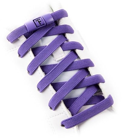 TEEZY No Tie Shoe Laces for Trainers | Premium Elastic Weave & Chrome Buckle | Adult/Kids Tieless Elastic Shoelaces | ORIGINAL (Purple)