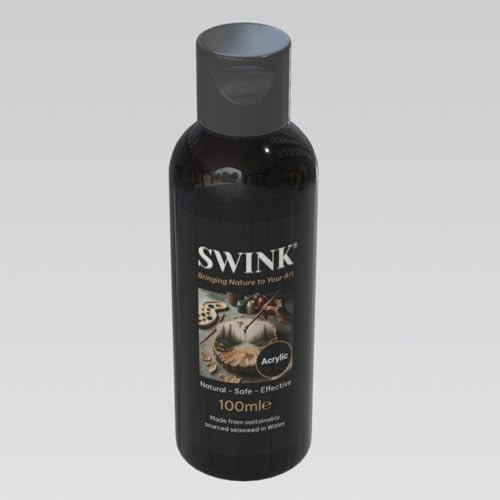 SWINK Eco Acrylic Paint - Highly Pigmented Acrylic Ink for Professional Artists, Crafted from Sustainable Materials Including Seaweed, Wool, and Plants (Black, 100ml)