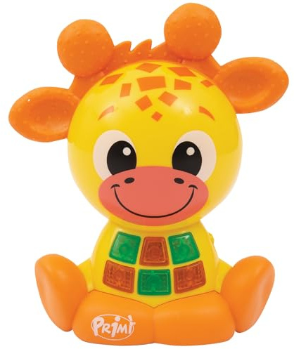 Primì - Giraffa Musicale, Gioco Interattivo in Italiano con Luci, +20 Suoni e Canzoni Educative, Orecchie Tattili e Volume Regolabile, per Bambini e Neonati