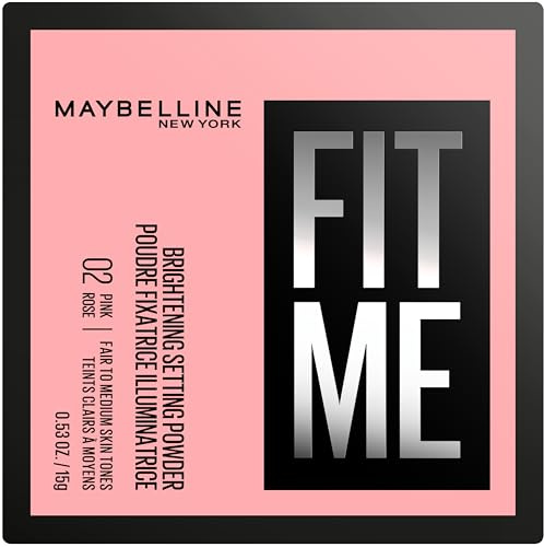 Maybelline New York, Polvos Fijadores, Para Pieles Normales a Grasas, Efecto Mate 16H, Acabado Luminoso, Fit Me, Tono: 02 Brightening Pink