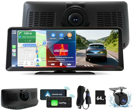 8.1 HD Carplay Screen for Car Stereo, 2K Dash Cam Wireless Portable Touch Screen Car Play with Apple Carplay & Android Auto with 1080P Back Up Camera, Bluetooth, Mirror Link, GPS , AUX, Voice Control