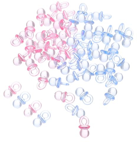 BESTonZON 200 St Mini Akryl Charm DIY Smycken Tillbehör Hantverk För Nyfödd Shower Dekoration Rosa Blå