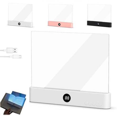 Luce per libri a LED intelligente, Luce di lettura a pagina intera a LED ricaricabile, Luci per libri a colori portatili a luminosità multipla con 3 colori e timer, timer da 1 a 99 minuti (B*1)