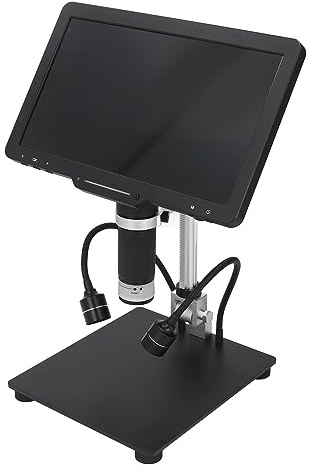 BAFOVY Microscopio Electrónico Digital Microscopio Digital LCD IPS de 10,1 Pulgadas 1600X 1080P 24MP con 8 Luces LED Control Remoto Salida USB para Soldar Visualización de Monedas Reparación de PCB