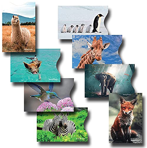 HozyFrozy 8 custodie con blocco RFID, protezione per carte di credito, antifurto, porta carte di credito, per uomini e donne, elefante, zebra, volpe, giraffa, colibrì, pinguino, alpaca e maialino