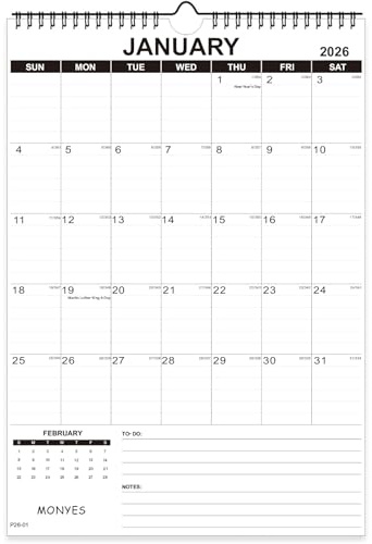 MONYES Wall Calendar 2026 Large, 17 x 12 Academic Calendar