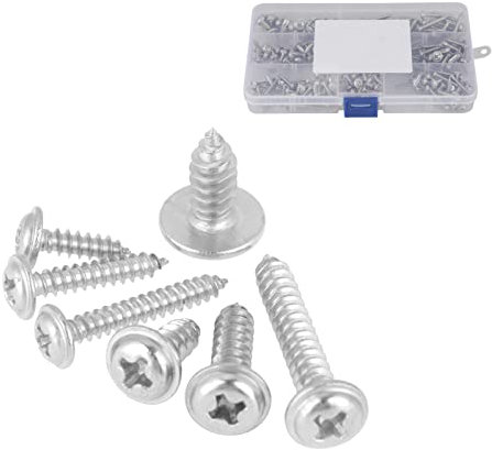 220 Stück Selbstschneidendes Schrauben Sortiment Set, M3 M4 M5 Edelstahl Flachkopf Kreuzschlitzschrauben Sortiment Kit mit Kunststoffbox für Kunststoff Holz Weichmetall